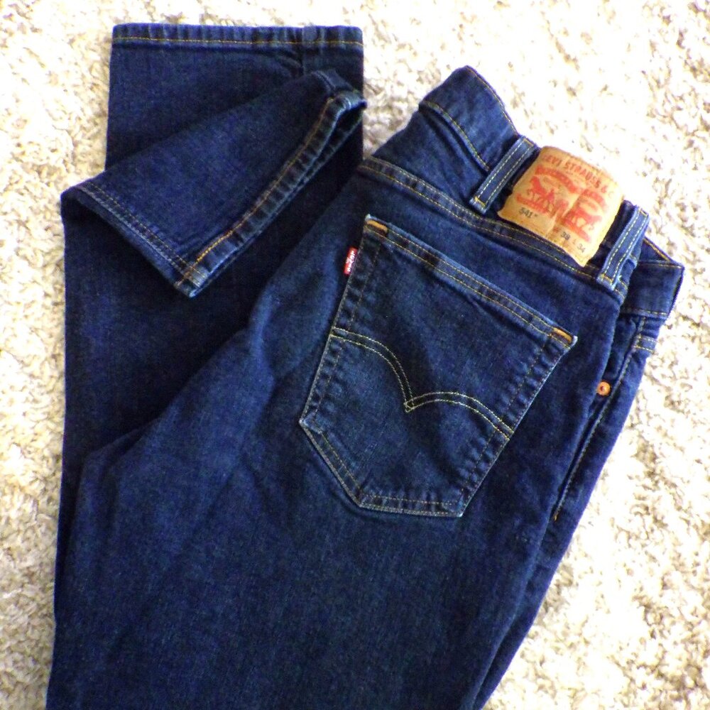 Levi's 541 Men's Jeans Straight Leg Stretch Blue Dark Wash Denim 38X34 Western
